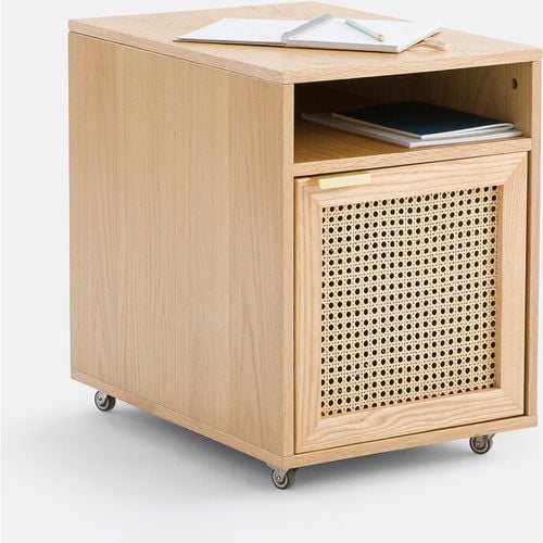 Loris Oak Veneer and Canework Portable Office Desk Unit - SO'HOME - Modalova