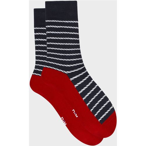 Pair of Crew Socks in Breton Striped Cotton Mix - Dim - Modalova