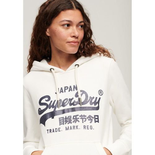 Vintage Cotton Mix Hoodie with Metallic Logo Print - Superdry - Modalova