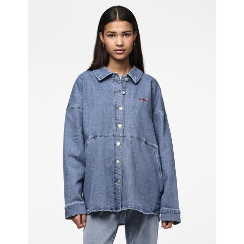 Denim Mid-Length Jacket - Pieces - Modalova