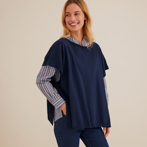 Fine Wool Mix Poncho with Crew Neck - Anne weyburn - Modalova