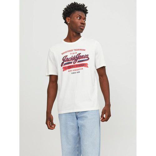 Logo Print T-Shirt in Organic Cotton with Crew Neck - jack & jones - Modalova