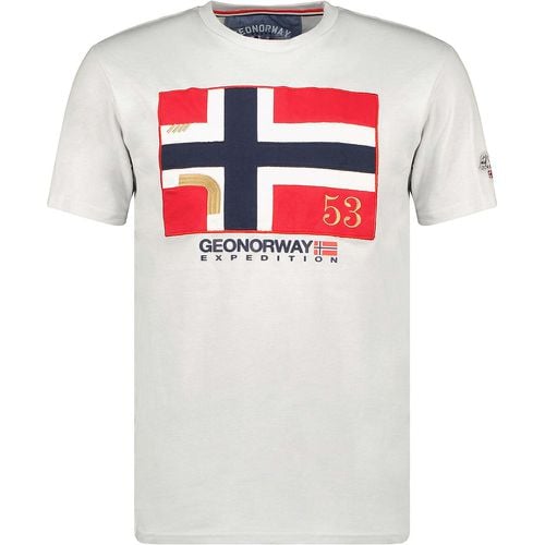 J-Newflag Cotton T-Shirt with Crew Neck and Short Sleeves - geographical norway - Modalova