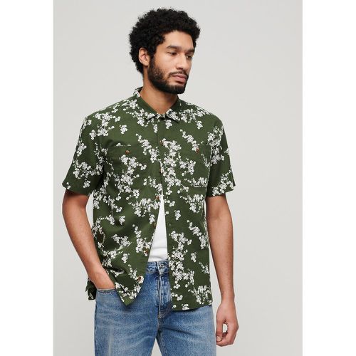 Floral Print Shirt in Cotton/Linen with Short Sleeves - Superdry - Modalova