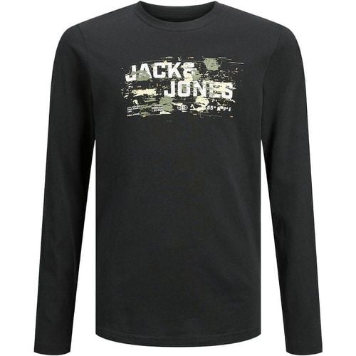 Logo Print Cotton T-Shirt with Long Sleeves - JACK & JONES JUNIOR - Modalova