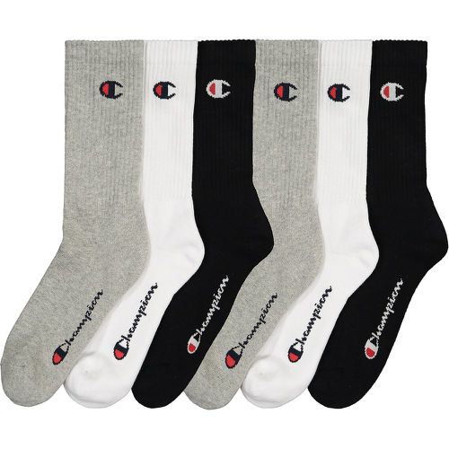 Pack of 6 Pairs of Crew Socks with Logo in Cotton Mix - Champion - Modalova