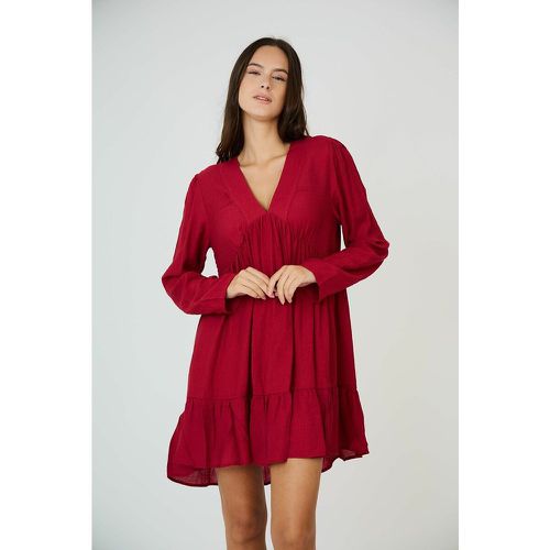 V-Neck Mini Dress with Long Sleeves - SEE U SOON - Modalova