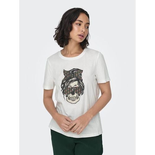 Printed Cotton T-Shirt with Short Sleeves - Only - Modalova