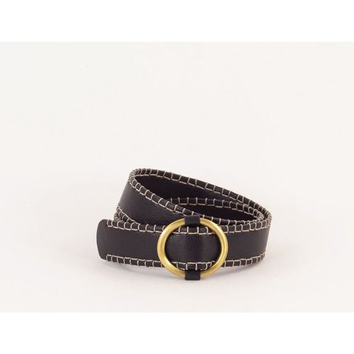 Brodity Leather Belt with a Circular Buckle - SESSUN - Modalova