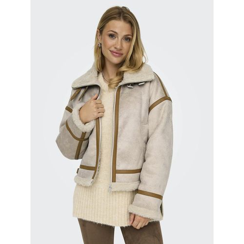 Faux Leather Jacket with Sherpa Collar - Only - Modalova