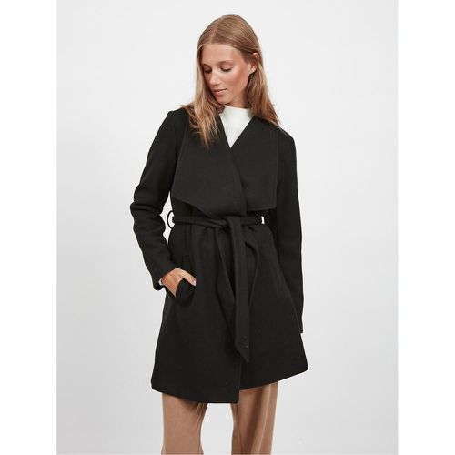 Italian Collar Coat with Tie-Waist - Vila - Modalova