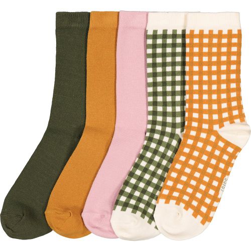 Pack of 5 Pairs of Socks, Plain/Gingham Print Cotton Mix - LA REDOUTE COLLECTIONS - Modalova