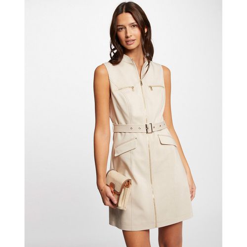 Zipped Fitted Mini Dress in Cotton Mix - Morgan - Modalova