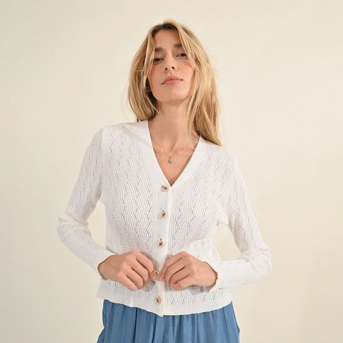 Fine Openwork Knit Cardigan with V-Neck - MOLLY BRACKEN - Modalova