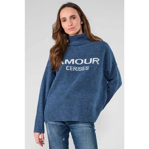 Slogan Print Jumper with High Neck - LE TEMPS DES CERISES - Modalova