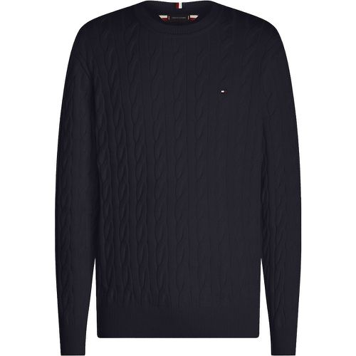Embroidered Logo Jumper in Cotton and Structured Knit with Crew Neck - Tommy Hilfiger - Modalova