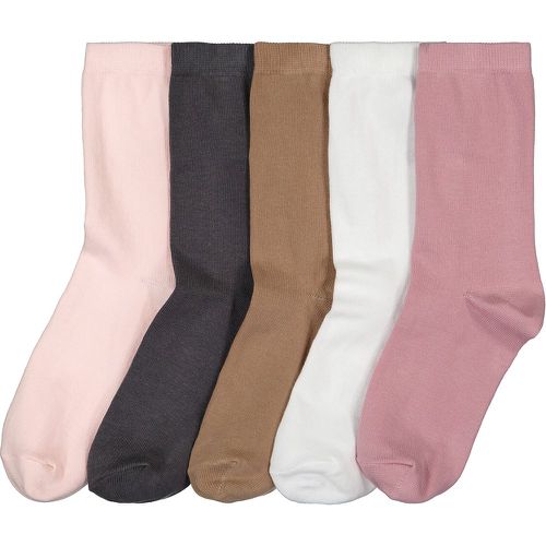 Pack of 5 Pairs of Crew Socks in Plain Cotton Mix - LA REDOUTE COLLECTIONS - Modalova