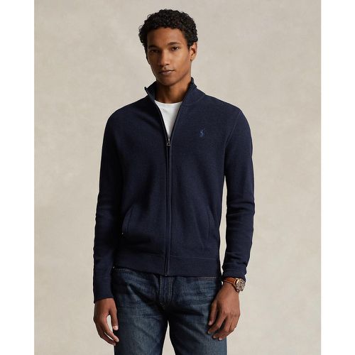 Embroidered Logo Cotton Cardigan with High Neck and Zip Fastening - Polo Ralph Lauren - Modalova