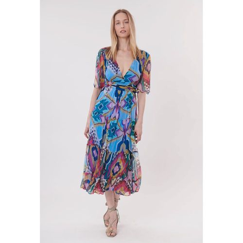 Tina Printed Midi Dress with V-Neck - DERHY - Modalova