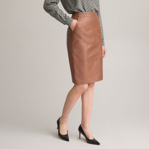 Knee-Length Straight Skirt in Leather - Anne weyburn - Modalova