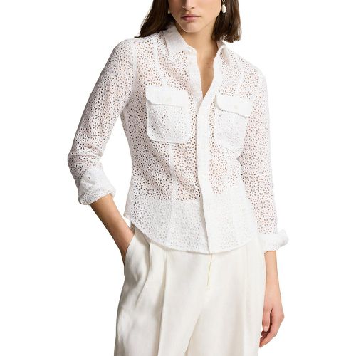Openwork Linen Shirt with Flap Pockets and Long Sleeves - Polo Ralph Lauren - Modalova