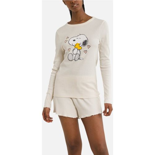 Ribbed Cotton Short Pyjamas with Long Sleeves - Snoopy - Modalova