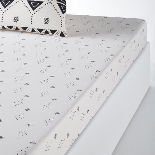 Bahiya Graphic 100% Cotton Percale 200 Thread Count Fitted Sheet - LA REDOUTE INTERIEURS - Modalova