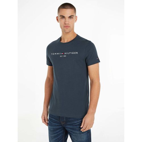 Cotton Embroidered Logo T-Shirt with Crew Neck and Short Sleeves - Tommy Hilfiger - Modalova
