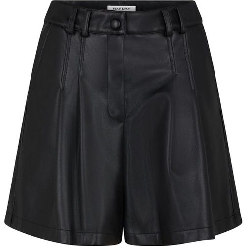 Faux Leather Pleated Shorts - Naf Naf - Modalova