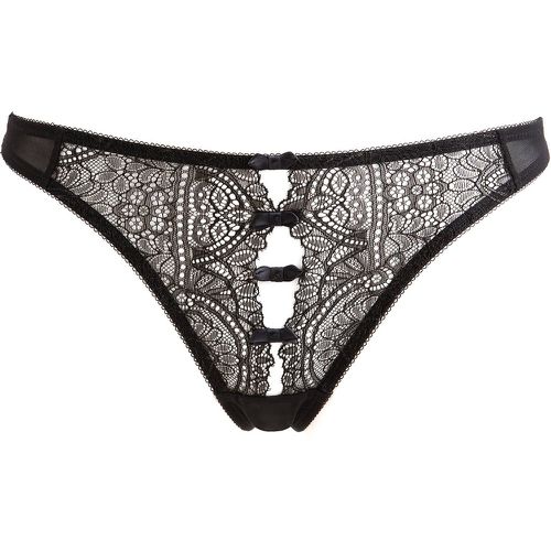 Lace and Tulle Thong with Cutout Front - SUITE PRIVEE - Modalova