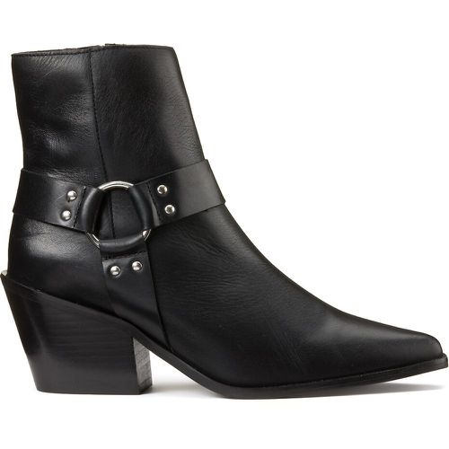 Leather Western Ankle Boots with Block Heel - LA REDOUTE COLLECTIONS - Modalova