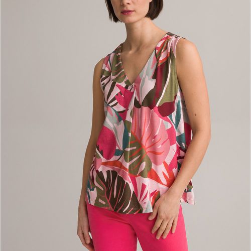 Printed Sleeveless Vest Top in Cotton Mix with V-Neck - Anne weyburn - Modalova