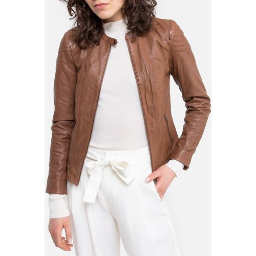 Lambskin Leather Zipped Jacket - Naf Naf - Modalova