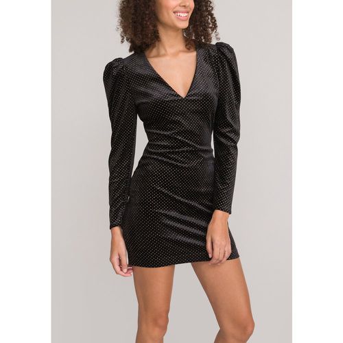 Velour V-Neck Mini Dress with Puff Sleeves - LA REDOUTE COLLECTIONS - Modalova