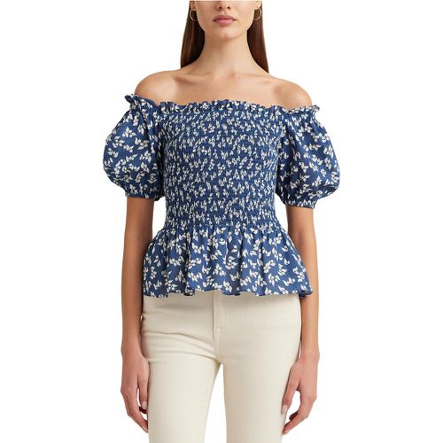 Bierbrin Printed Shirred Blouse with Short Sleeves - Lauren Ralph Lauren - Modalova