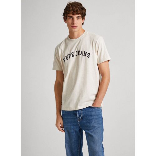 Cotton Flocked Logo T-Shirt with Short Sleeves - Pepe Jeans - Modalova