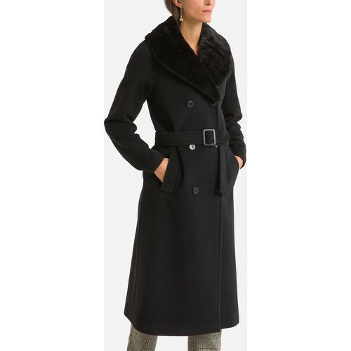 Wool Mix Double-Breasted Coat with Faux Fur Collar and Pockets - Anne weyburn - Modalova