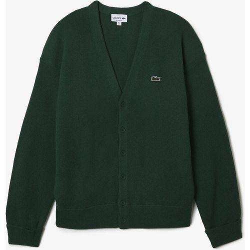 Embroidered Logo Wool Cardigan with Buttons - Lacoste - Modalova