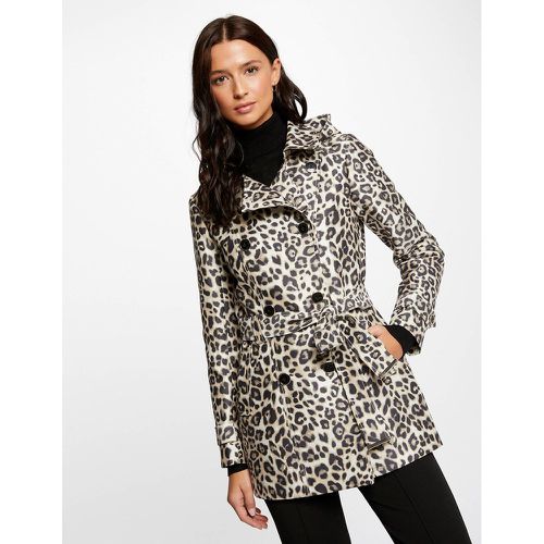 Short Hooded Trench Coat in Leopard Print - Morgan - Modalova