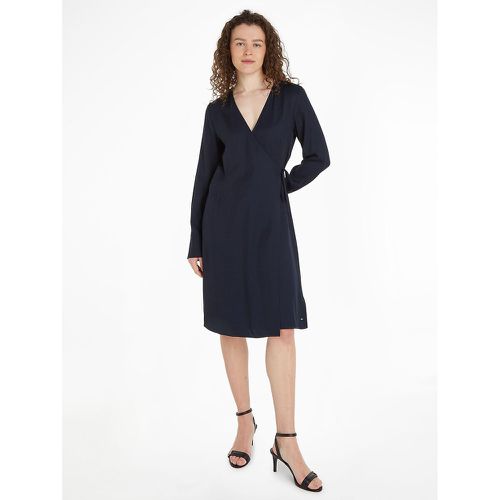 Mid-Length Wrapover Dress with Long Sleeves - Tommy Hilfiger - Modalova