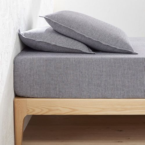 Linot Check 30cm Washed Linen Fitted Sheet - LA REDOUTE INTERIEURS - Modalova