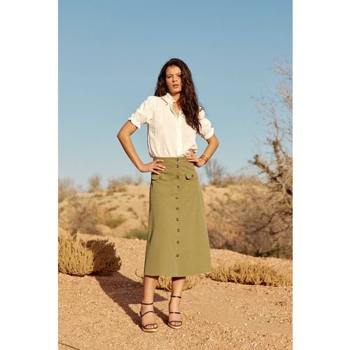 Jarel Button-Through Skirt in Cotton Mix - LA PETITE ETOILE - Modalova