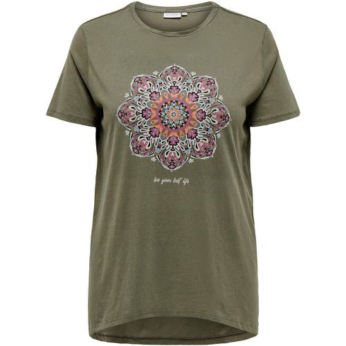 Printed Cotton T-Shirt with Short Sleeves - ONLY CARMAKOMA - Modalova