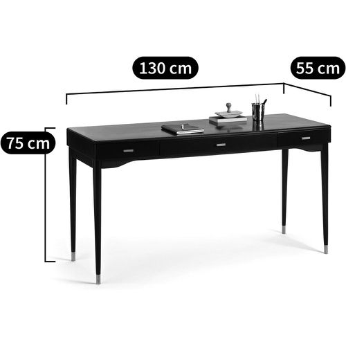 Novani 3-Drawer Solid Birch Desk - LA REDOUTE INTERIEURS - Modalova