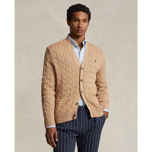 Embroidered Logo Cotton Cardigan in Cable Knit with Buttons - Polo Ralph Lauren - Modalova