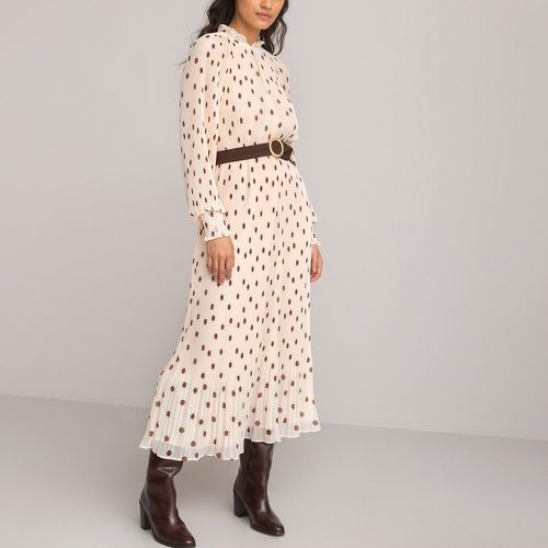 Pleated Midaxi Dress in Polka Dot Print with Ruffled Neck - LA REDOUTE COLLECTIONS - Modalova