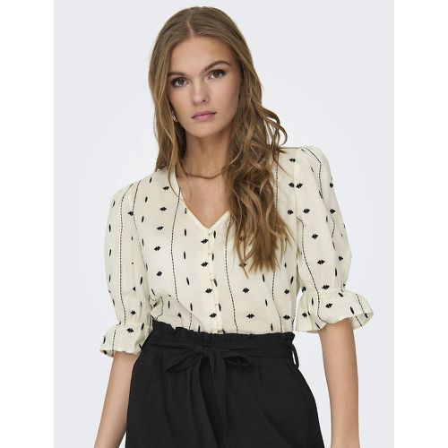 Printed Cotton Blouse with Puff Sleeves - Only - Modalova