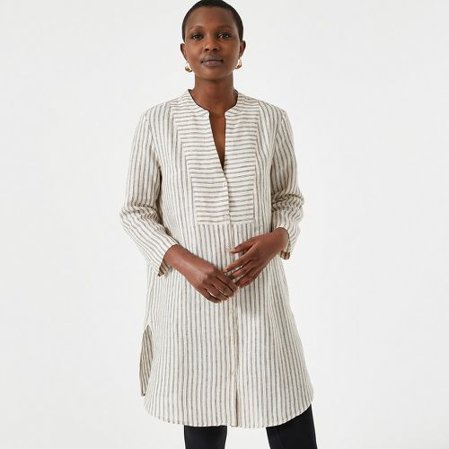 Striped Linen Tunic with Grandad Collar and 3/4 Length Sleeves - Anne weyburn - Modalova