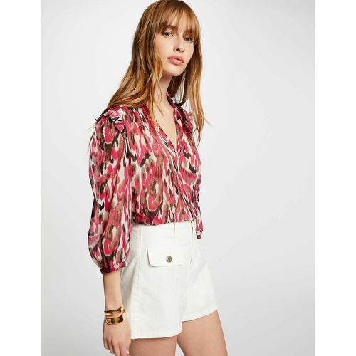 Printed V-Neck Blouse with 3/4 Length Sleeves - Morgan - Modalova