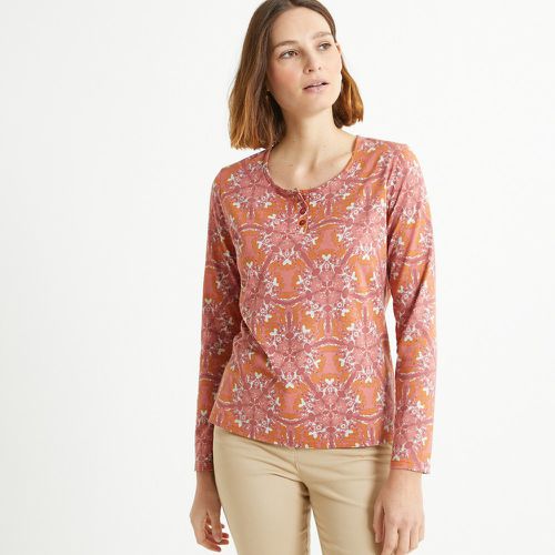 Printed Cotton Mix T-Shirt with Crew Neck and Long Sleeves - Anne weyburn - Modalova